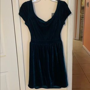 Green velvet dress from Urban Outfitters